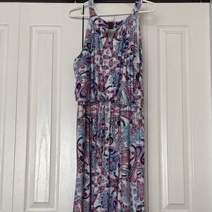 Ruby Rd. Paisley Print Maxi Dress in Blue and Pink